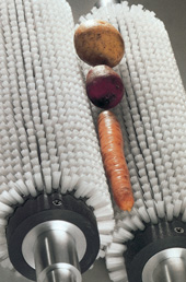 采用进口防菌尼龙刷毛生产的刷辊，是用语蔬菜、水果真空保鲜前处理清洗线